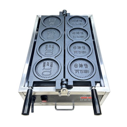 Commercial-grade cheese gold coin waffle maker machine with golden waffles