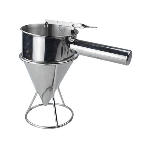 Stainless Steel Fish Ball Funnel with Stand - Professional Conical Batter Dispenser