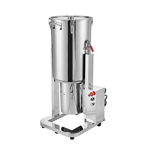 An 80L stainless steel commercial blender for industrial kitchen use, shown in a professional setting.