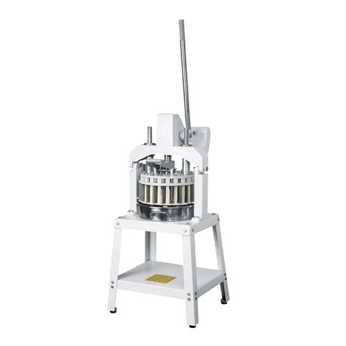 A professional-grade manual dough divider designed for commercial bakery use, showcasing its 36-part portioning head.