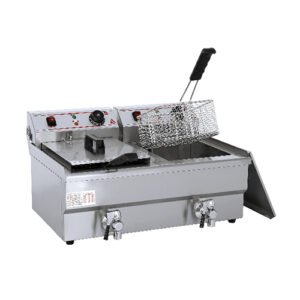 Dual-Tank Electric Countertop Deep Fryer with Tap - 2x13L Capacity for Commercial Kitchens