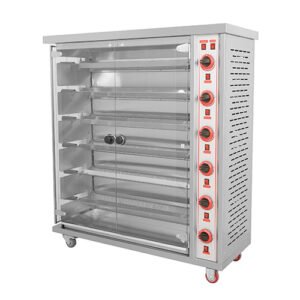 Commercial 6-Rod Gas Chicken Rotisserie Oven for High-Volume Roasting