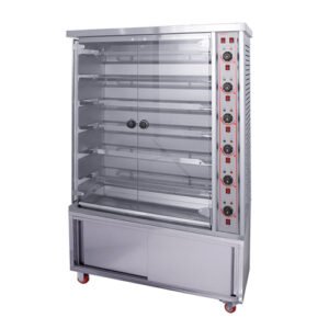 Commercial 6-Rod Electric Chicken Rotisserie Oven with Lower Storage Cabinet