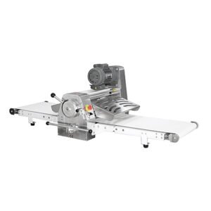 Commercial countertop dough sheeter model 520B with 500mm conveyor belt and foldable design for bakery equipment