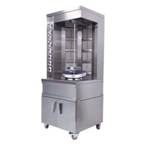 Commercial Floor-Model Gas Shawarma Machine with Built-In Cabinet for Professional Kitchens