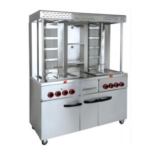 Commercial Dual Gas Shawarma Machine with Cabinet - Floor Model