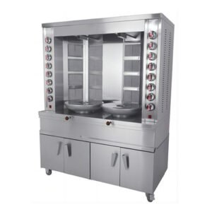 Commercial Dual Design Gas Shawarma Machine with Cabinet – Floor Model for Professional Kitchens