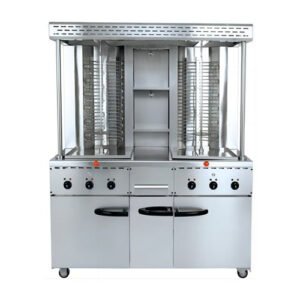 Commercial Floor Electric Shawarma Machine with Cabinet - Dual Model