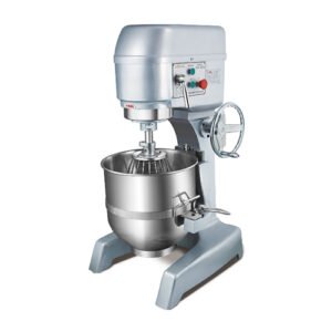 30L commercial planetary stand mixer with stainless steel bowl and dough hook attachment