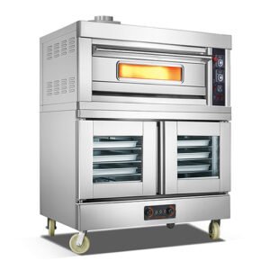 Commercial 1 deck 2 tray gas deck oven with 10 tray dough proofer combination unit