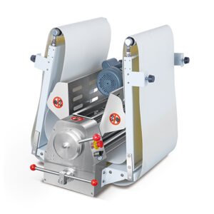 Commercial countertop dough sheeter model 450B with 430mm conveyor belt and foldable design for bakery equipment