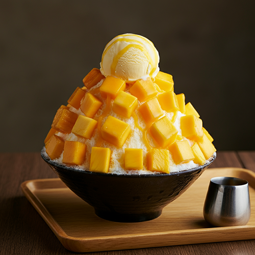 Delicious Korean Bingsu dessert with toppings