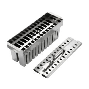 Commercial stainless steel popsicle mold with 26 cavities 123ml capacity for batch ice pop production in food service operations
