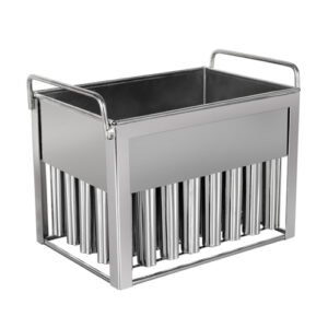 Commercial stainless steel popsicle mold with 40 cavities and 75ml capacity per cavity for high-volume ice pop production