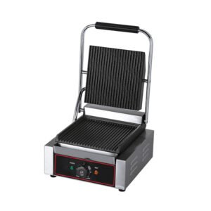 Commercial Panini Sandwich Press Grill Machine (Grooved Plate)