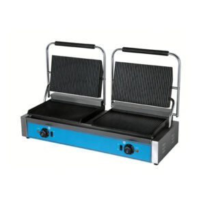 Commercial Double Plate Panini Sandwich Press Grill Machine (Grooved Plate)