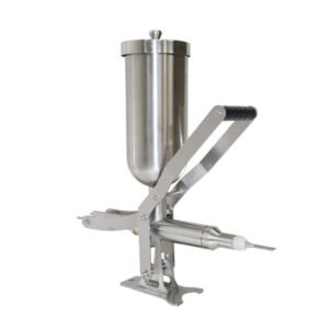 Manual 304 stainless steel cream filling machine with 5L hopper and 3 interchangeable nozzle sets for commercial pastry filling