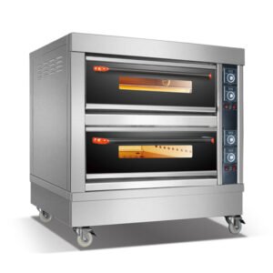 Commercial electric deck oven 204DE 2 deck 4 tray stainless steel baking oven for restaurant bakery cafe pizza and catering kitchen