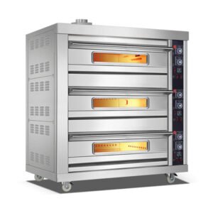 309Q commercial gas deck oven with 3 decks and 9 trays for bakery restaurant hotel cafe dessert shop and catering kitchen use