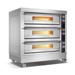Commercial electric deck oven 312D with 3 decks and 12 trays for bakery restaurant cafe hotel and catering kitchen use