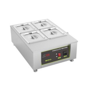 Commercial chocolate melting machine D2002-4 with four tanks, water heating system, digital temperature control, and stainless steel body for dessert shops, cafes, hotels, restaurants, and catering use