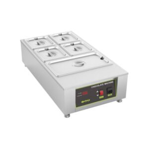 Commercial chocolate melting machine D2002-5 with five pans, digital temperature control, and stainless steel body