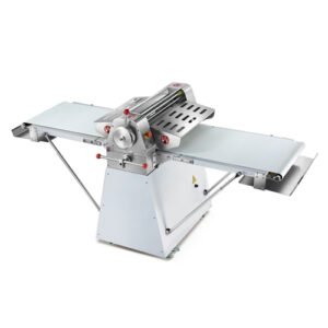 Heavy-duty floor model commercial dough sheeter with 500mm working width and 0.2–50mm adjustable roller gap for high-volume bakery and pastry production