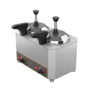 D2016-2 commercial pump-type sauce warmer with dual 2L sauce pots for restaurants, cafes, dessert shops, buffets, and catering service