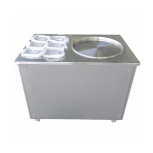 YD-WF1120 Commercial Fried Ice Cream Machine 500 mm Single Round Pan with 6 Refrigerated Topping Containers