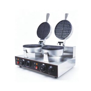 Commercial double plate round waffle maker machine for café kiosk food truck and street food business