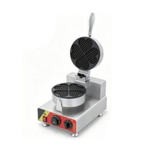 Commercial heart shape waffle maker machine in café countertop use for dessert preparation