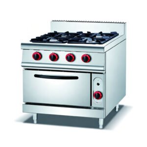 YD-YS-RQ-4-B 4-Burner Commercial Gas Range with Gas Oven 800mm Commercial Kitchen Equipment