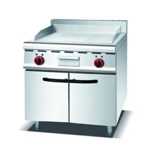 YD-YS-TG-B Commercial Electric Griddle with Cabinet Base 1/3 Grooved 800mm Commercial Kitchen Equipment