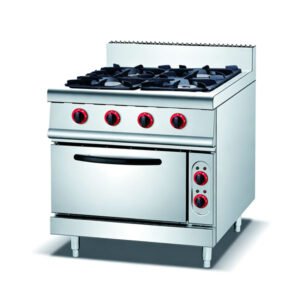 YD-YS-TQ-4-B 4-Burner Commercial Gas Range with Electric Oven 800mm Commercial Kitchen Equipment