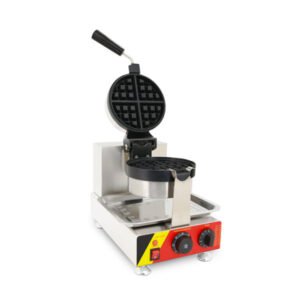 Commercial rotary round Belgian waffle machine with 180mm waffle plate and stainless steel 201 body