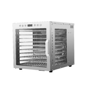 Commercial 10-tray stainless steel food dehydrator machine with tempered glass door