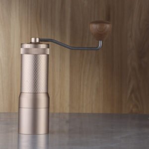 JF-G011 titanium coated Ghost Teeth manual coffee grinder with aluminum alloy body and stainless steel grinding system