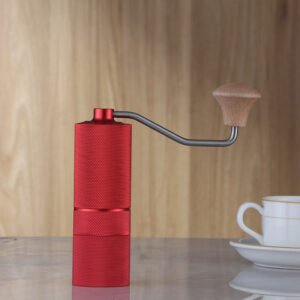 Manual coffee grinder with aluminum alloy body and stainless steel burr for fresh coffee grinding