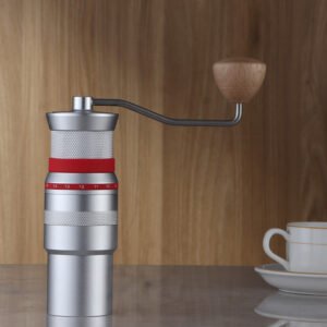 JF-G010 titanium coated Ghost Teeth manual coffee grinder with aluminum alloy body and stainless steel grinding system