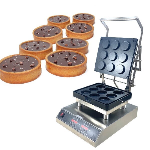Commercial tartlet machine CBW-9H-D85 with finished tartlets for bakery and dessert shop production