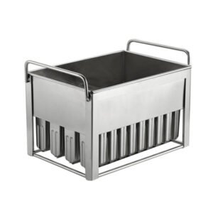 Commercial stainless steel popsicle mold for producing 40 popsicles, 53ml each.