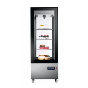 Floor standing display cooler with triple glass and flat front door