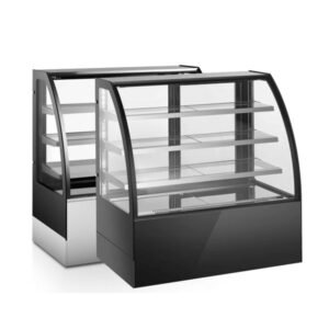 Curved Glass Cake Display Case with 3 Shelves | Floor Standing Cake Showcase