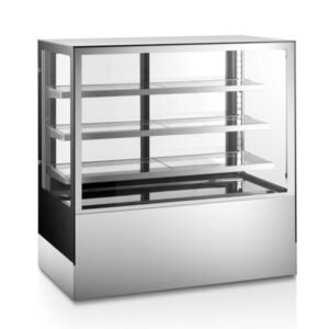 Straight Glass Cake Display Case with 3 Shelves | Floor Standing Cake Showcase