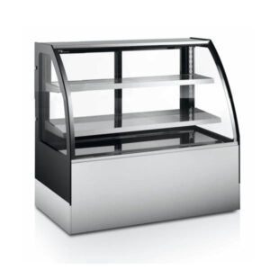 Refrigerated Cake Display Case with Curved Glass and LED Lighting