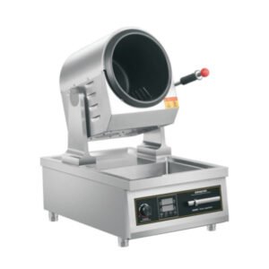 Commercial countertop induction drum stir fry machine with sink